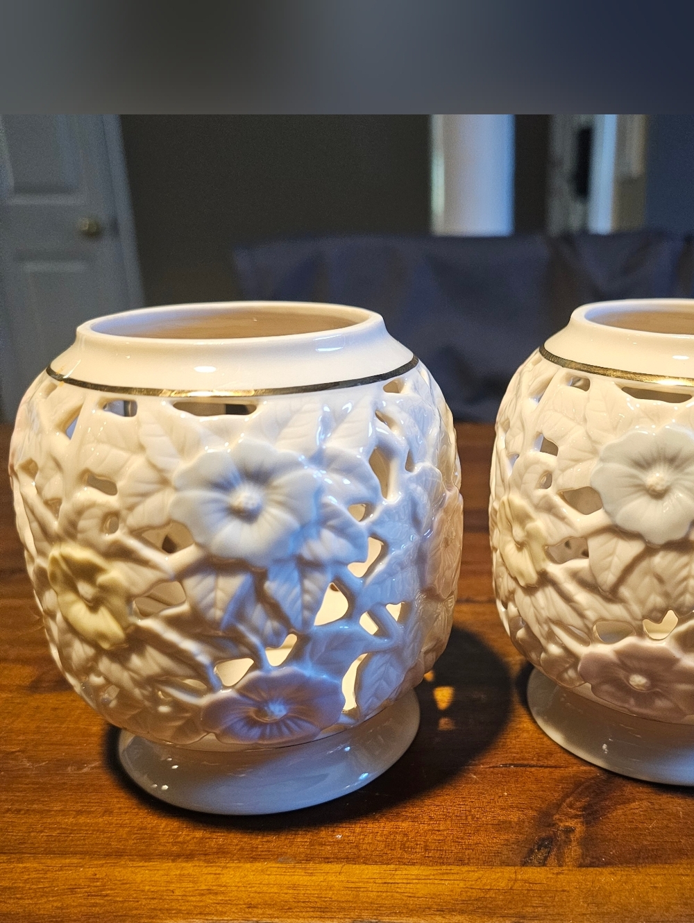 PartyLite Spring Blossom floral tealight candle holders crafted from porcelain